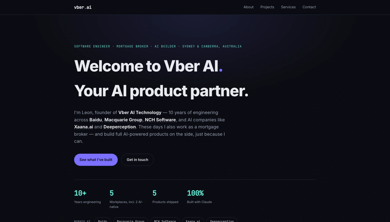 This website's homepage screenshot